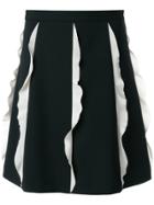 Red Valentino Frill Striped Skirt - Black