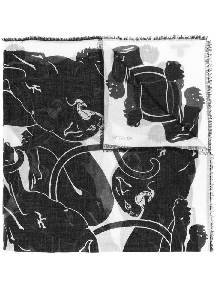 Valentino - Valentino Garavani Panther Print Scarf - Women - Silk/cashmere - One Size, Black, Silk/cashmere