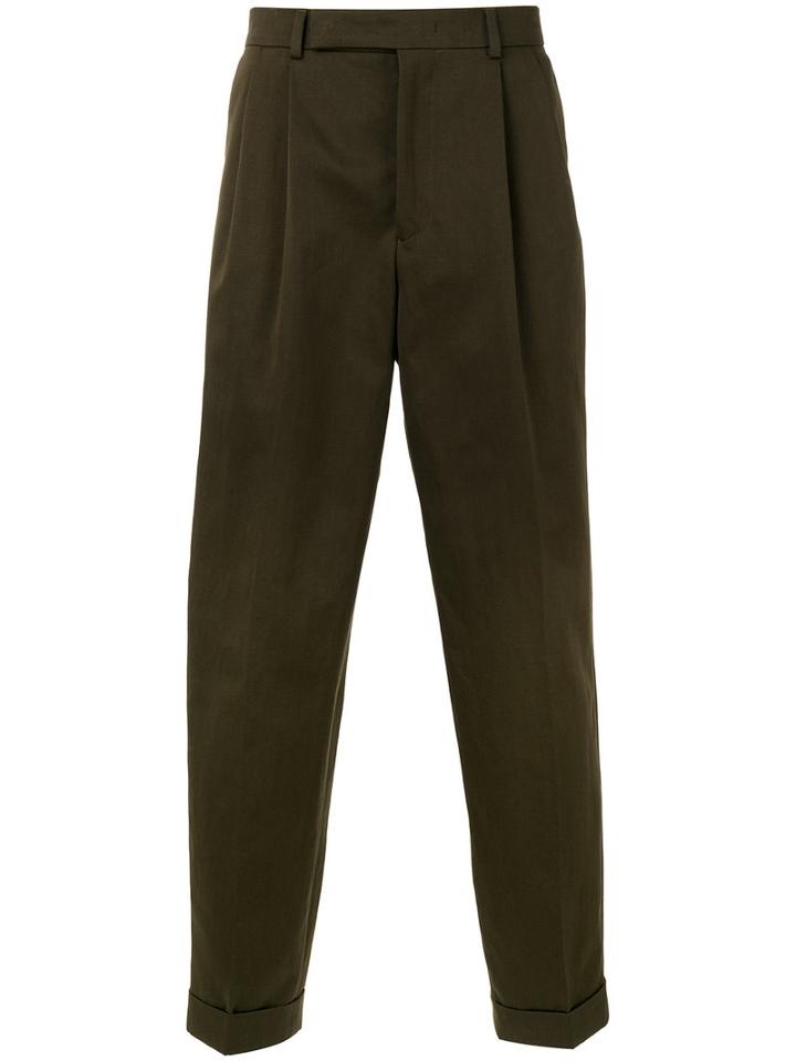 Paul Smith - Pleated Detail Tailored Trousers - Men - Cotton/linen/flax - 30, Green, Cotton/linen/flax