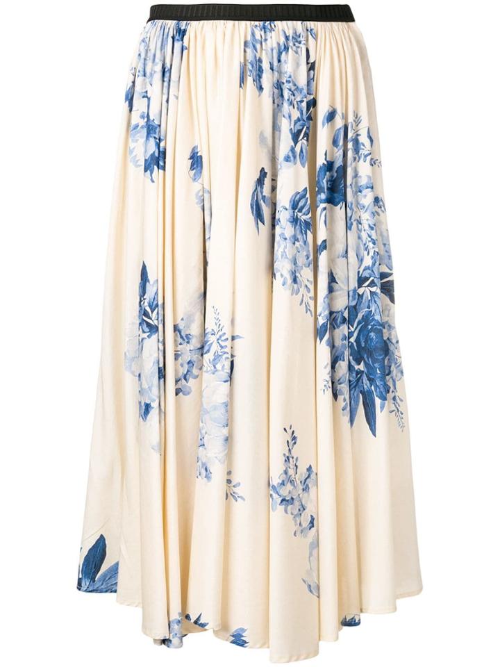 Antonio Marras Floral Print Pleated Skirt - Neutrals