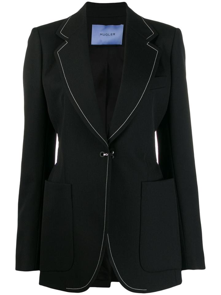 Mugler Contrast Stitch Blazer - Black
