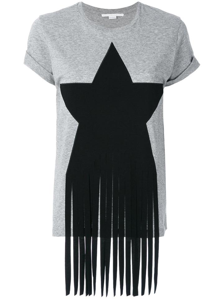 Stella Mccartney - Fringe Star Detail T-shirt - Women - Cotton/polyamide/spandex/elastane/viscose - 40, Grey, Cotton/polyamide/spandex/elastane/viscose