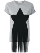 Stella Mccartney - Fringe Star Detail T-shirt - Women - Cotton/polyamide/spandex/elastane/viscose - 40, Grey, Cotton/polyamide/spandex/elastane/viscose