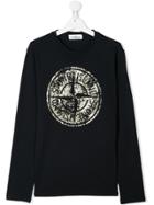 Stone Island Junior Teen Logo Print Sweatshirt - Blue