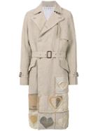 Jw Anderson Heart-appliquéd Trench Coat - Nude & Neutrals