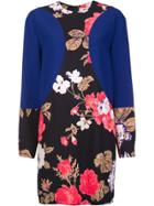 Msgm Flower Print Longsleeved Dress - Blue