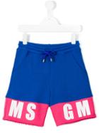 Msgm Kids - Logo Track Shorts - Kids - Cotton - 8 Yrs, Blue