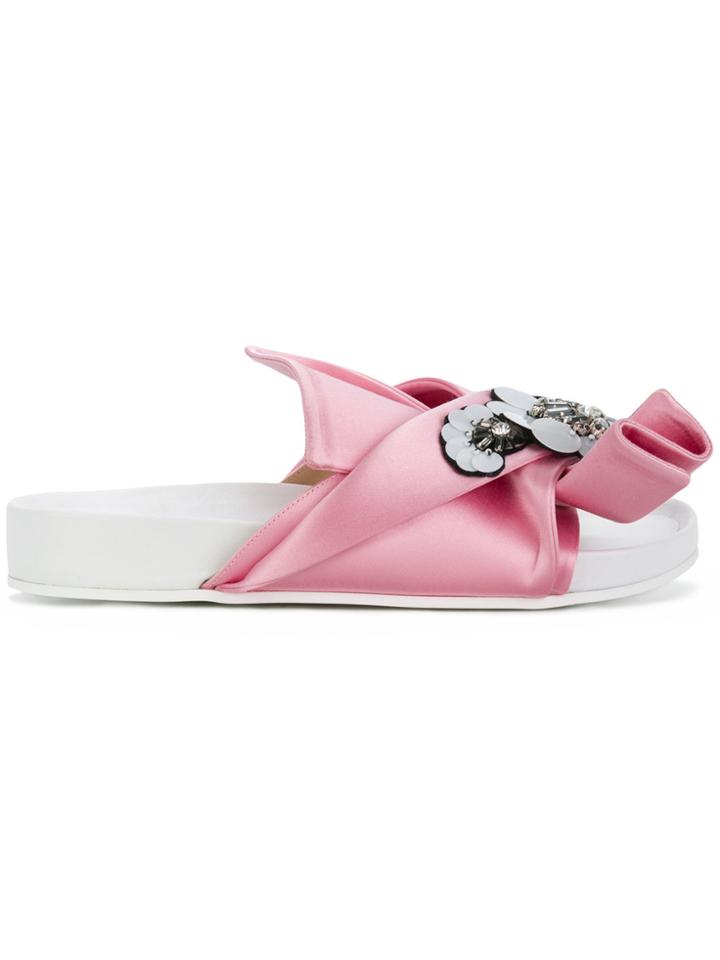 No21 Embellished Bow Front Sandals - Pink & Purple