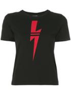 Neil Barrett - Lightning Print T-shirt - Women - Cotton - S, Black, Cotton