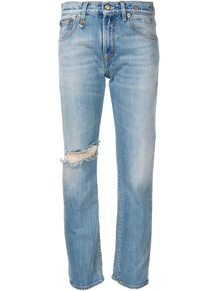 R13 Catherine Boyfriend Jeans, Women's, Size: 26, Blue, Cotton/spandex/elastane