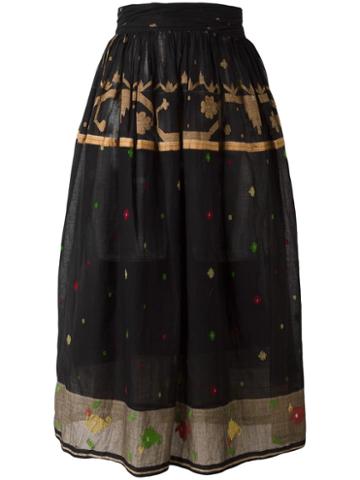 Aodress Printed Full Skirt, Women's, Black, Cotton