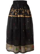Aodress Printed Full Skirt, Women's, Black, Cotton