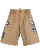 Dsquared2 Patchwork And Appliqué Shorts - Nude & Neutrals