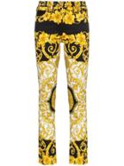 Versace Low-rise Patterned Skinny Jeans - Black