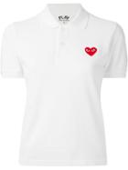 Comme Des Garçons Play Embroidered Heart Polo Shirt, Women's, Size: L, White, Cotton
