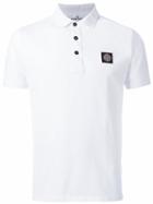 Stone Island Logo Patch Polo Shirt, Men's, Size: Xl, White, Cotton/spandex/elastane