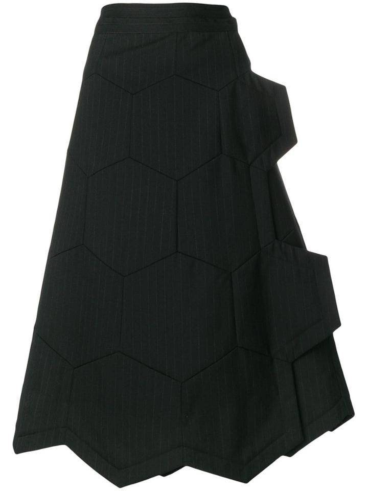 Comme Des Garçons Honeycomb Pinstripe A-line Skirt - Black