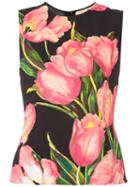 Dolce & Gabbana Tulip Print Tank Top, Women's, Size: 46, Black, Viscose