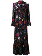 Mcq Alexander Mcqueen Floral Print V-neck Dress, Women's, Size: Medium, Black, Polyester