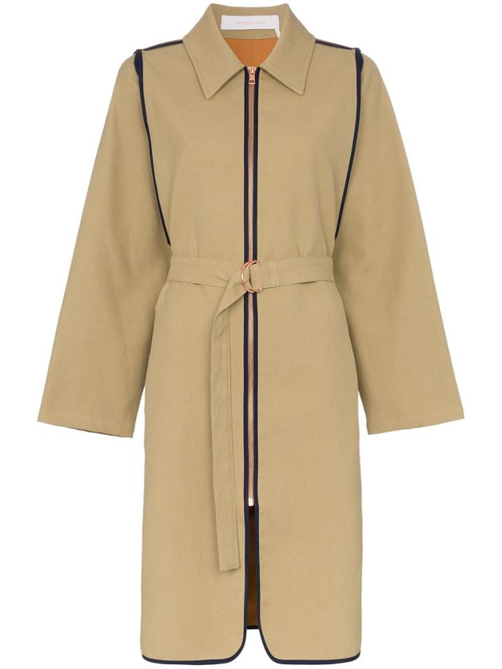 See By Chloé Zip-up Cotton Trench Coat - Neutrals