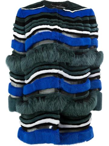 Fendi Striped Fur Coat - Multicolour
