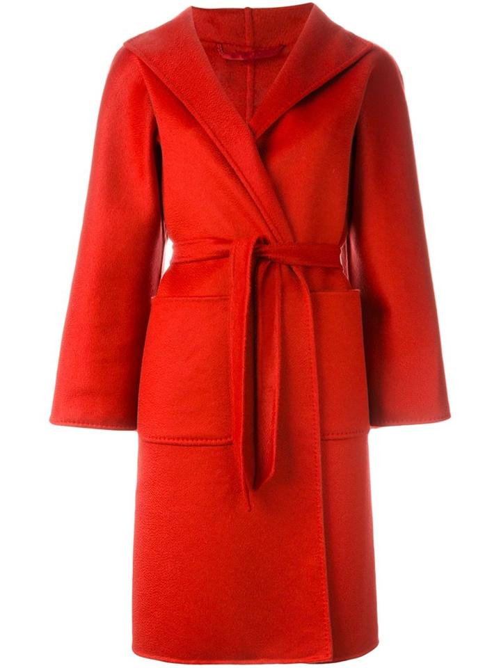 Max Mara Cashmere Belted Coat, Women's, Size: 38, Red, Cashmere