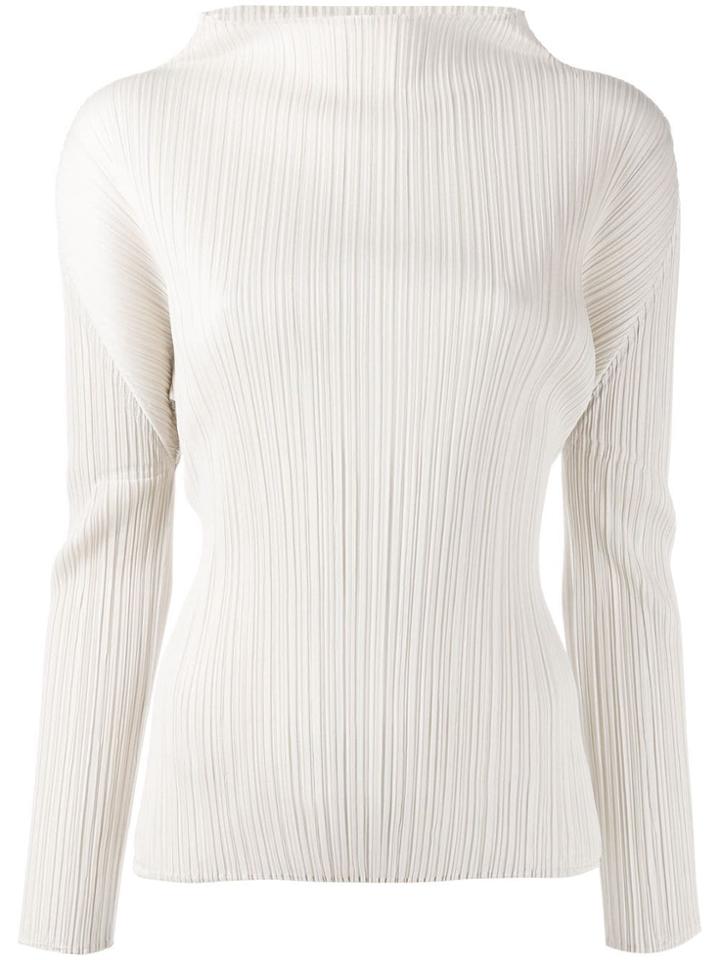 Pleats Please Issey Miyake Pleated Long-sleeve Top - Neutrals