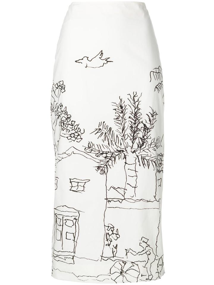 Marni Venice Print Skirt - White