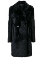 Joseph Fur Trim Coat - Blue