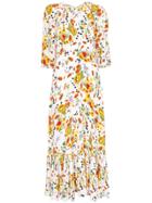 Bytimo Floral Print Flared Hem Dress - White