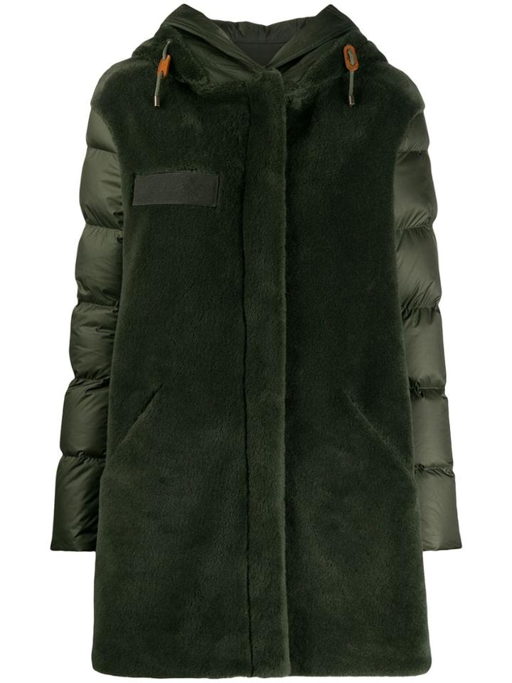 Mr & Mrs Italy Contrast Hooded Down Coat - Green