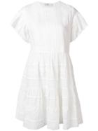 Closed Lace Shirt Dress - White