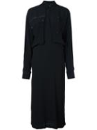 Helmut Lang Front Pocket Shirt Dress, Women's, Size: 0, Black, Silk/acetate