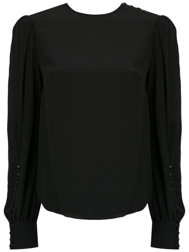 Nk Button Silk Blouse - Black