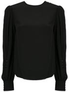 Nk Button Silk Blouse - Black