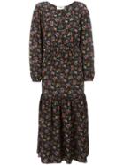 Saint Laurent Floral Print Gypsy Dress, Women's, Size: 36, Black, Silk