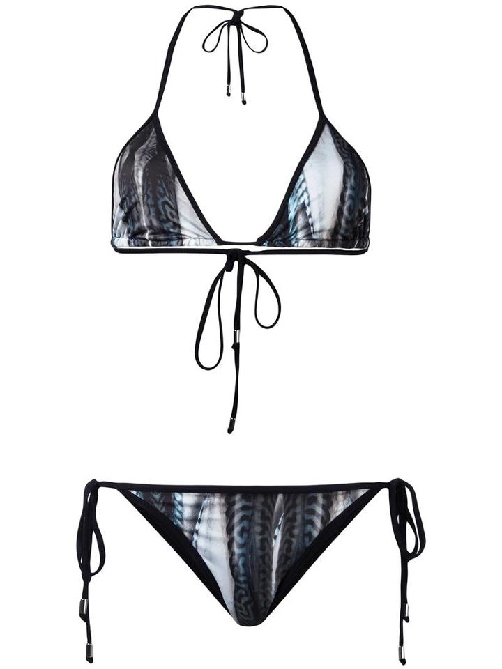 Mona Tie String Bikini, Women's, Size: Large, Black, Polyester/spandex/elastane