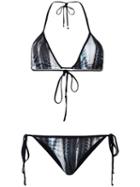 Mona Tie String Bikini, Women's, Size: Large, Black, Polyester/spandex/elastane