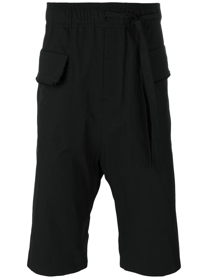 Damir Doma Raw Hem Drop Crotch Shorts - Black
