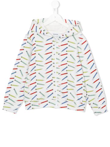 Au Jour Le Jour Kids Pencil Print Hoodie, Boy's, Size: 6 Yrs, White