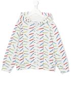 Au Jour Le Jour Kids Pencil Print Hoodie, Boy's, Size: 6 Yrs, White