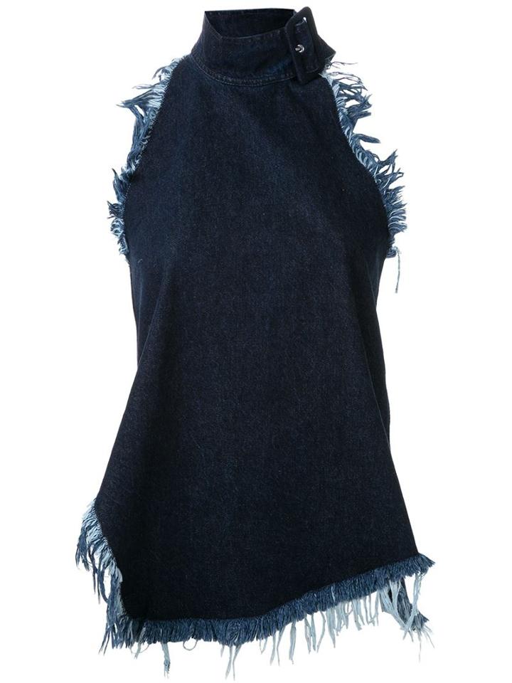 Marques Almeida Frayed Denim Halterneck Top