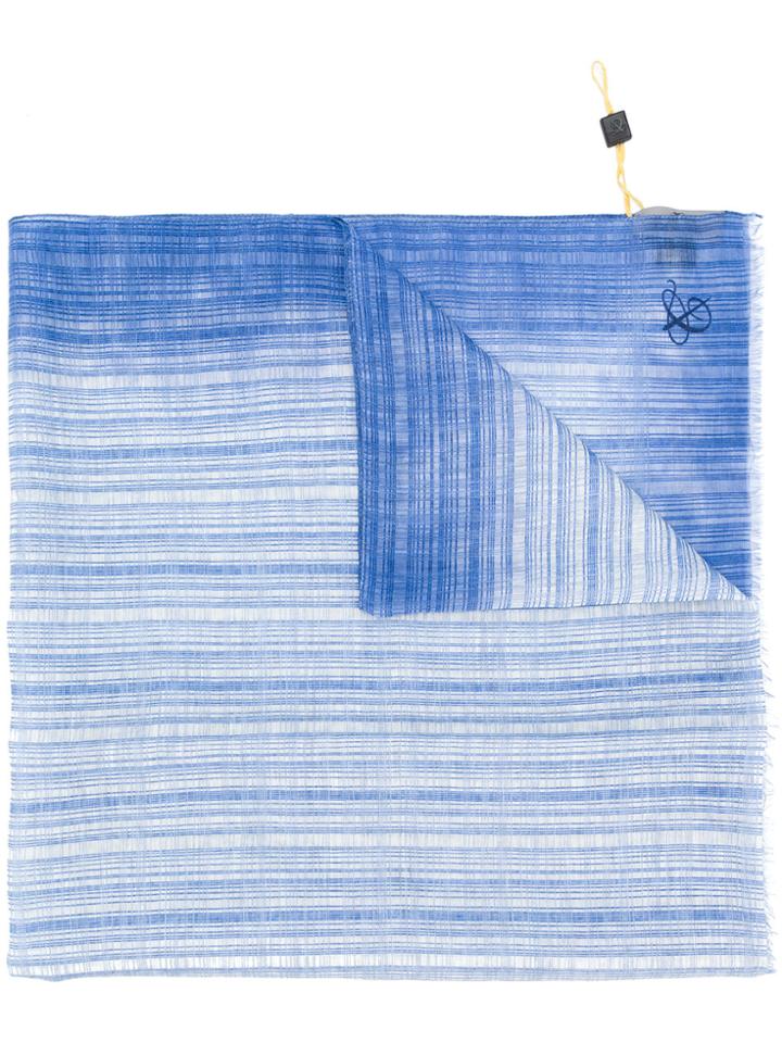 Canali Gradient Stripe Scarf - White