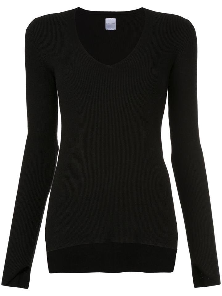 Cityshop Ribbed V-neck Jumper - Black