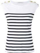 Pierre Balmain Striped T-shirt, Women's, Size: 36, White, Cotton