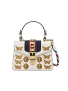 Gucci Sylvie Animal Studs Leather Mini Bag - White