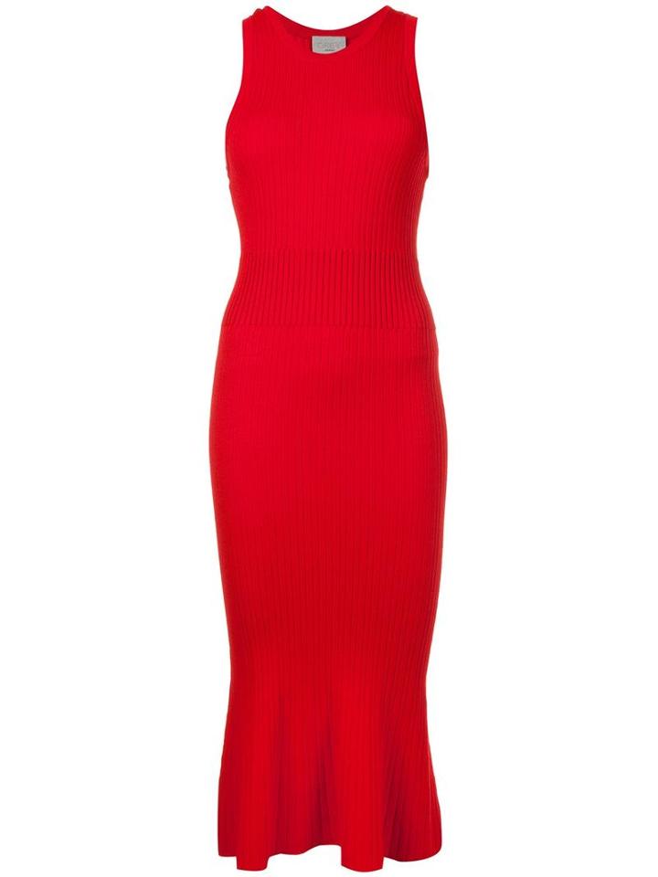 Grey Jason Wu Ribbed Midi Dress, Women's, Size: Xs, Red, Viscose