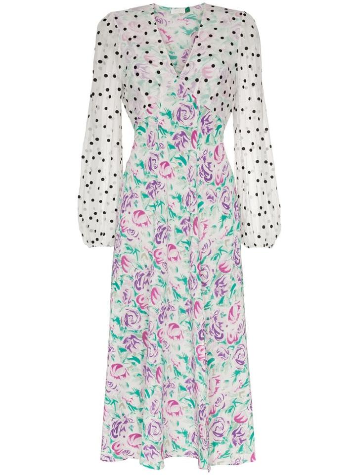 Rixo Melanie Chiffon Floral Dress - White
