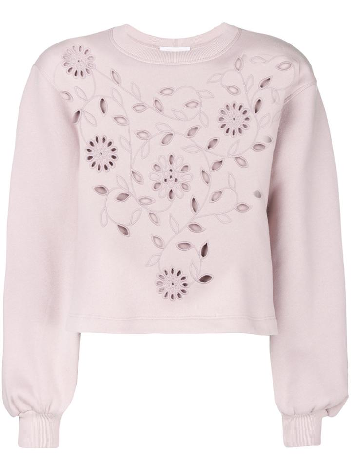 See By Chloé Openwork Embroidered Sweatshirt - Pink & Purple