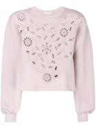 See By Chloé Openwork Embroidered Sweatshirt - Pink & Purple